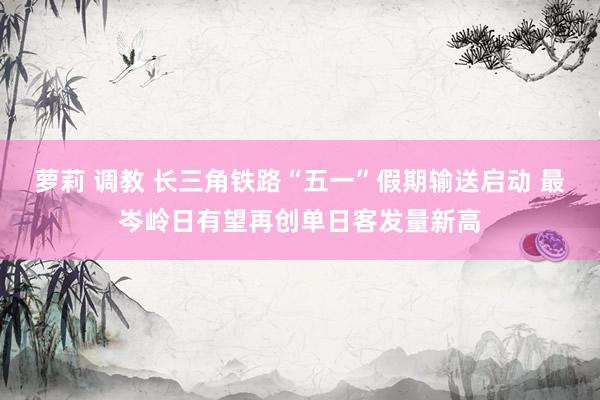 萝莉 调教 长三角铁路“五一”假期输送启动 最岑岭日有望再创单日客发量新高